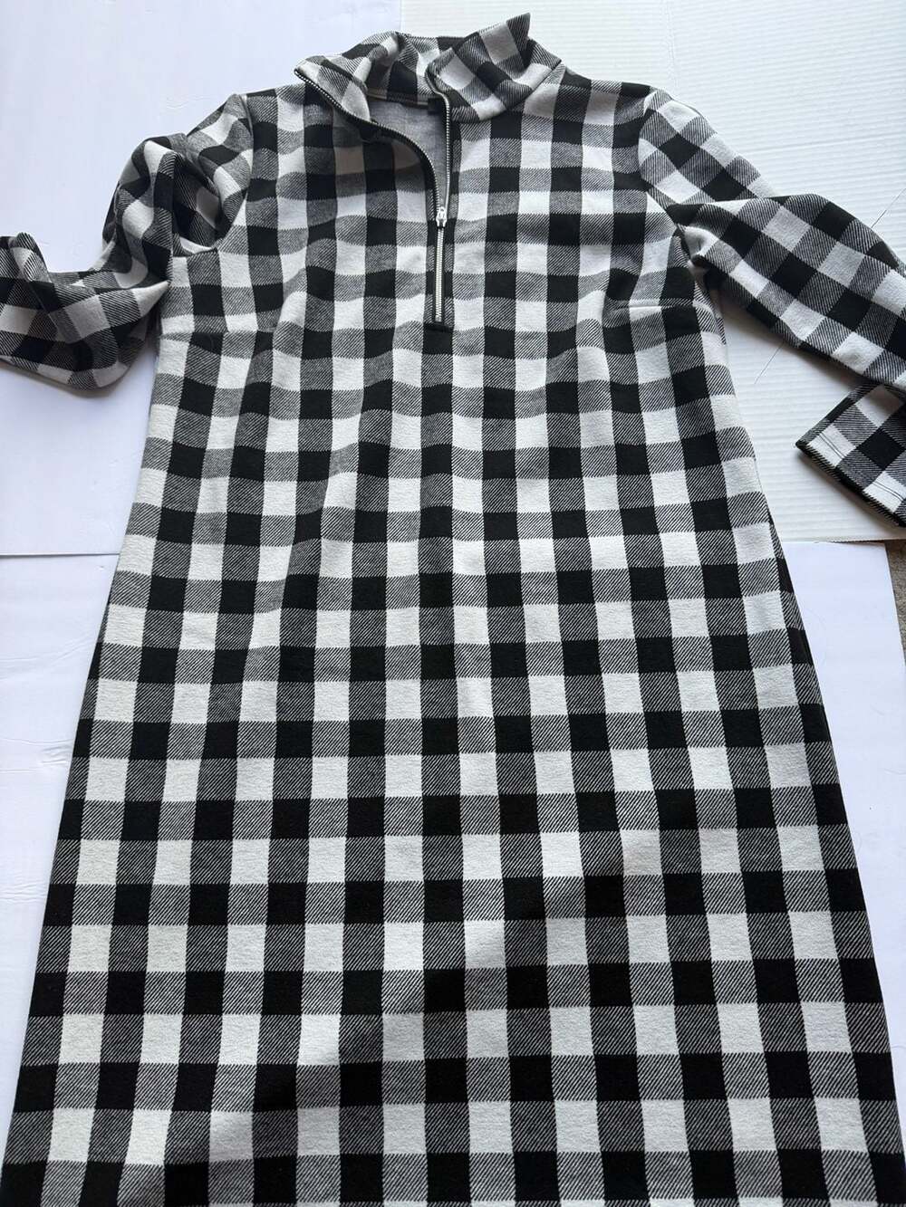 Talbots Petite Johnny Collar Buffalo Plaid Knit Shift Dress